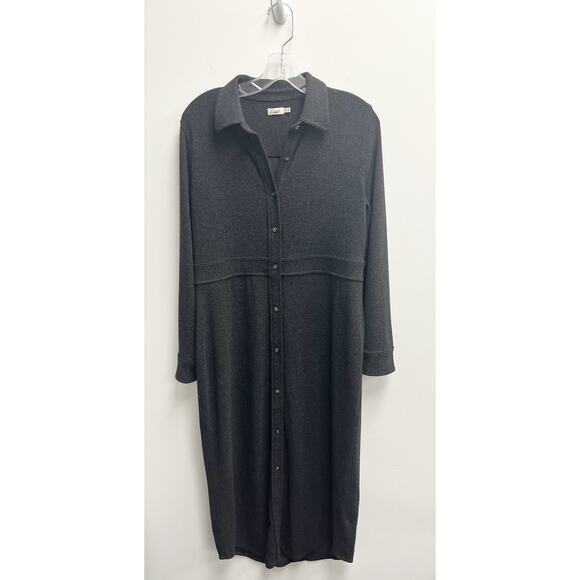 FAHERTY Legend Sweater Maxi Dress Heathered Black Twill Women’s Size Medium Work - Picture 1 of 7